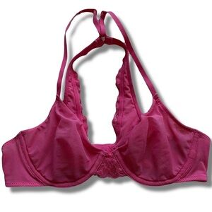 Aerie Hot Pink Mesh Racerback Bra 32B | Sheer, Sexy, Comfy Lingerie